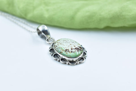 Handmade Mantis Variscite Turquoise & Sterling Silver Pendant with 16 inch Adjustable Chain