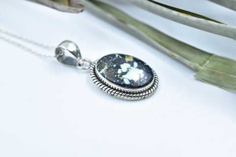 Handmade Mantis Variscite Turquoise & Sterling Silver Pendant with 16 inch Adjustable Chain