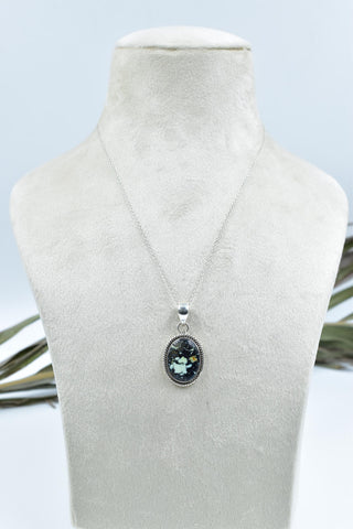 Handmade Mantis Variscite Turquoise & Sterling Silver Pendant with 16 inch Adjustable Chain