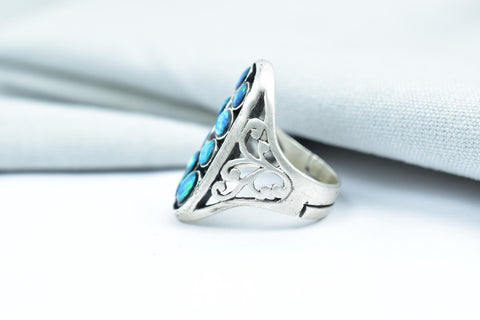Handmade Aurora Opal & Sterling Silver Adjustable Ring, Statement Ring for Women