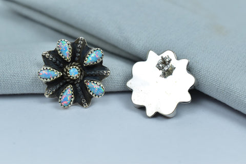 Handmade Aurora Opal Sterling Silver Stud Earrings