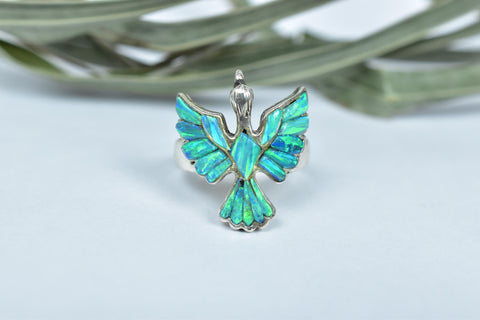 Handmade Aurora Opal 925 Sterling Silver Ring