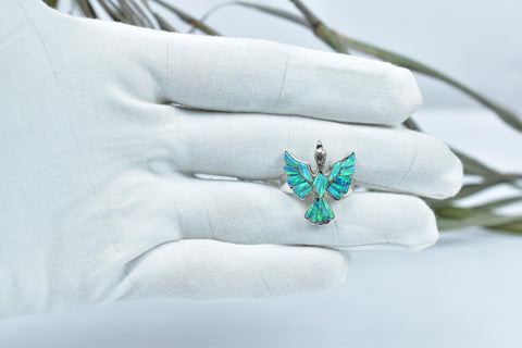 Handmade Aurora Opal 925 Sterling Silver Ring