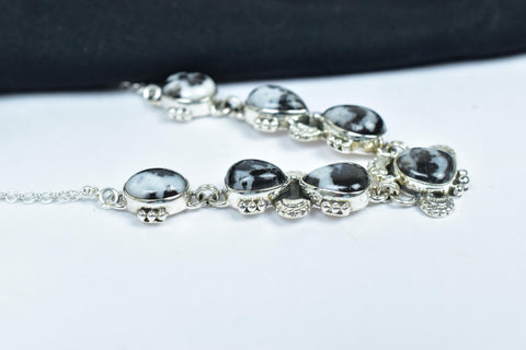 Handmade Zebra Jasper & 925 Sterling Silver Necklace