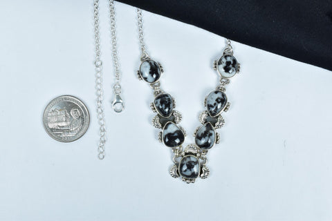 Handmade Zebra Jasper & 925 Sterling Silver Necklace