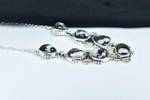 Handmade Zebra Jasper & 925 Sterling Silver Necklace