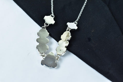 Handmade Zebra Jasper & Pink Dahlia Turquoise 925 Sterling Silver Necklace