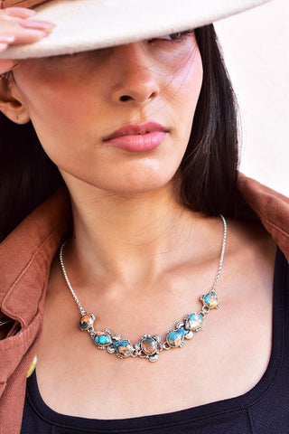 Handmade Spiny Oyster Turquoise & Sterling Silver Necklace with 18 inch Adjustable Chain