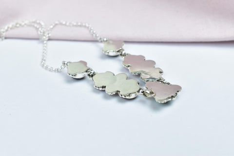 Handmade Pink Dahlia Turquoise & Sterling Silver Necklace with 16 inch Adjustable Chain