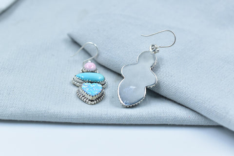 Handmade Aurora Opal Turquoise Sterling Silver Earrings
