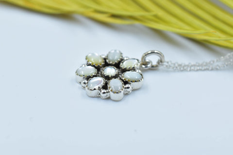 Handmade Mother of Pearl Pendant Sterling Silver Pendant with 16 inch Adjustable Chain