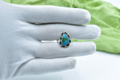 Handmade Peacock Dahlia & Sterling Silver Adjustable Ring
