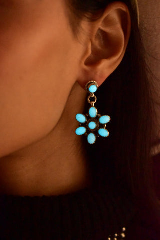 Handmade Glow Stone & Sterling Silver Post Dangle Drop Earrings for Women