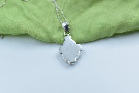 Handmade Peacock Dahlia Pendant, 925 Sterling Silver Statement Necklace with 16 inch Adjustable Chain
