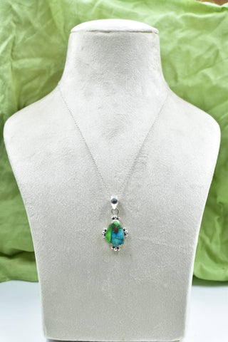 Handmade Peacock Dahlia Pendant, 925 Sterling Silver Statement Necklace with 16 inch Adjustable Chain