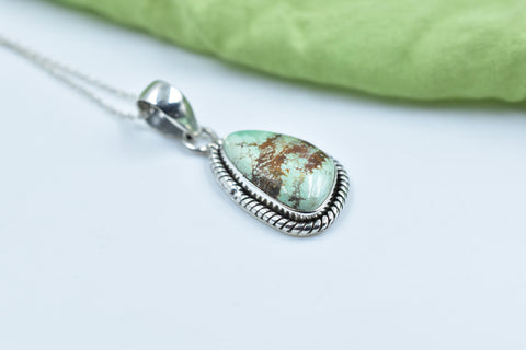 Handmade Mantis Variscite Turquoise Sterling Silver Pendant