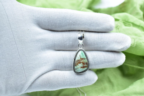 Handmade Mantis Variscite Turquoise Sterling Silver Pendant