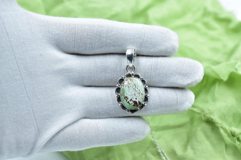 Handmade Mantis Variscite Turquoise & Sterling Silver Pendant with 16 inch Adjustable Chain