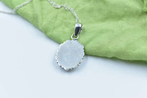 Handmade Mantis Variscite Turquoise & Sterling Silver Pendant with 16 inch Adjustable Chain