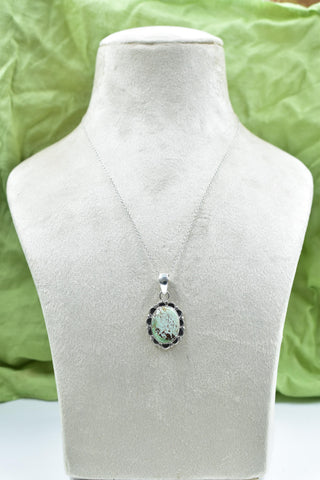 Handmade Mantis Variscite Turquoise & Sterling Silver Pendant with 16 inch Adjustable Chain