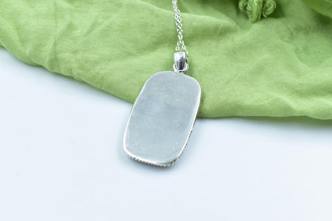 Handmade Mantis Variscite Turquoise & Sterling Silver Pendant with 16 inch Adjustable Chain