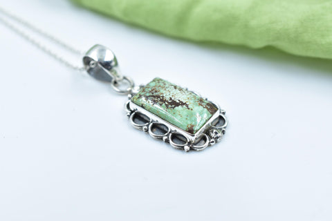 Handmade Mantis Variscite Turquoise & Sterling Silver Pendant with 16 inch Adjustable Chain