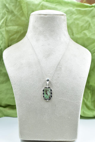 Handmade Mantis Variscite Turquoise & Sterling Silver Pendant with 16 inch Adjustable Chain