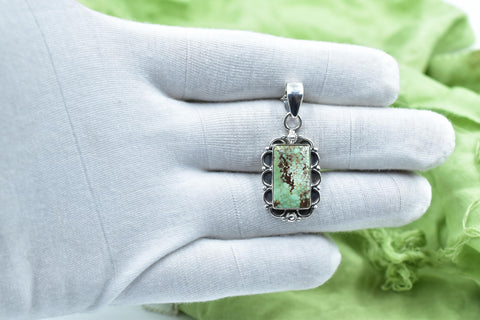 Handmade Mantis Variscite Turquoise & Sterling Silver Pendant with 16 inch Adjustable Chain