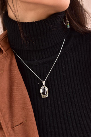 Handmade Zebra Jasper & Sterling Silver Pendant Necklace with 18 Inch Adjustable Chain