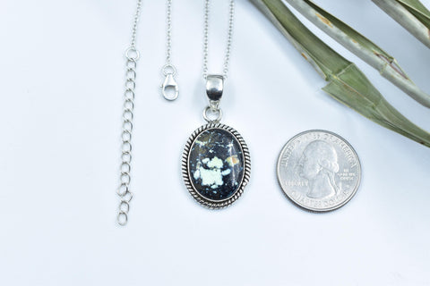 Handmade Mantis Variscite Turquoise & Sterling Silver Pendant with 16 inch Adjustable Chain