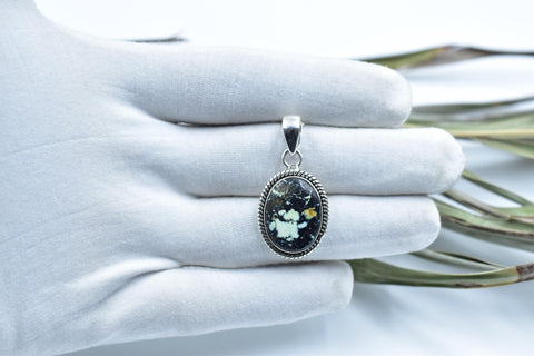Handmade Mantis Variscite Turquoise & Sterling Silver Pendant with 16 inch Adjustable Chain