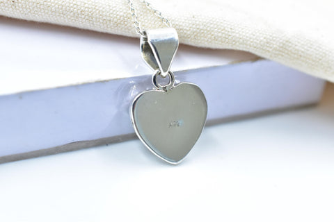 Handmade Aurora Opal & Sterling Silver Heart Pendant with 16 inch Adjustable Chain