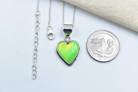 Handmade Aurora Opal & Sterling Silver Heart Pendant with 16 inch Adjustable Chain