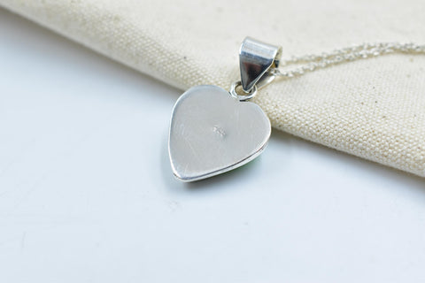 Handmade Aurora Opal & Sterling Silver Heart Pendant with 16 inch Adjustable Chain