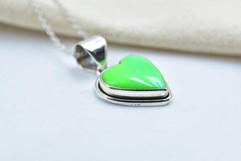 Handmade Aurora Opal & Sterling Silver Heart Pendant with 16 inch Adjustable Chain