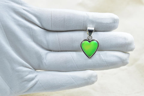 Handmade Aurora Opal & Sterling Silver Heart Pendant with 16 inch Adjustable Chain