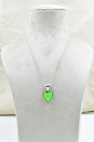 Handmade Aurora Opal & Sterling Silver Heart Pendant with 16 inch Adjustable Chain