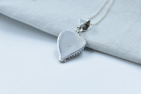 Handmade Aurora Opal & Sterling Silver Heart Pendant with 16 inch Adjustable Chain