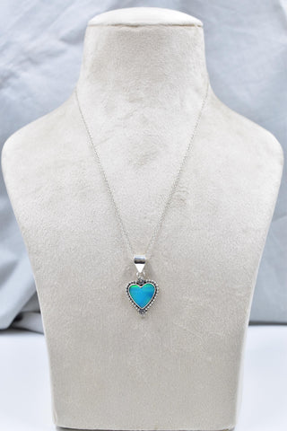 Handmade Aurora Opal & Sterling Silver Heart Pendant with 16 inch Adjustable Chain