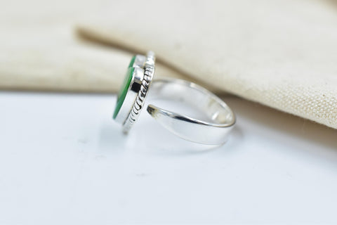 Handmade Aurora Opal & Sterling Silver Adjustable Ring, Gemstone Heart Statement Ring for Women