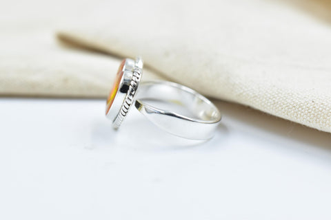 Handmade Aurora Opal & Sterling Silver Adjustable Ring