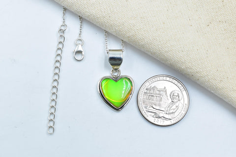 Handmade Aurora Opal & Sterling Silver Heart Pendant with 16 inch Adjustable Chain