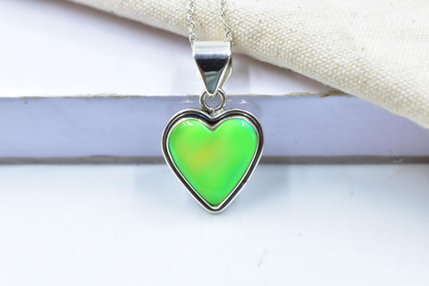 Handmade Aurora Opal & Sterling Silver Heart Pendant with 16 inch Adjustable Chain