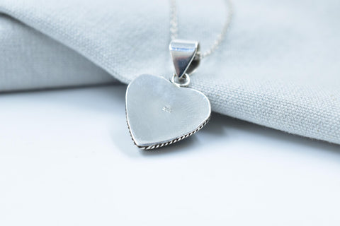 Handmade Aurora Opal & Sterling Silver Heart Pendant with 16 inch Adjustable Chain