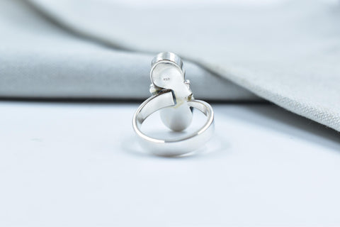 Handmade Black Shell & Sterling Silver Adjustable Ring