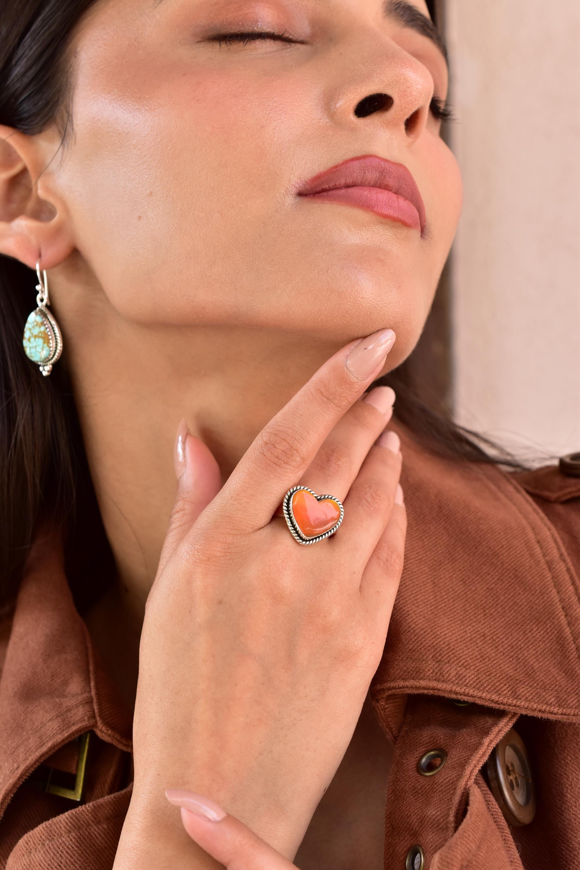 Handmade Aurora Opal & Sterling Silver Adjustable Ring