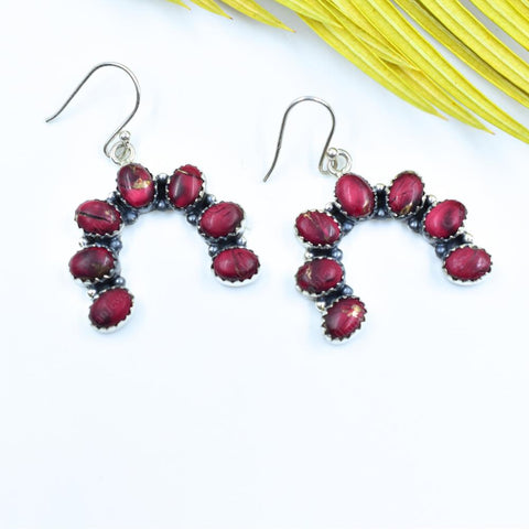 Handmade Rose Dahlia Turquoise & Sterling Silver Najah Earrings