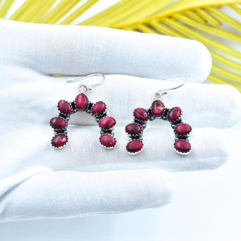 Handmade Rose Dahlia Turquoise & Sterling Silver Najah Earrings