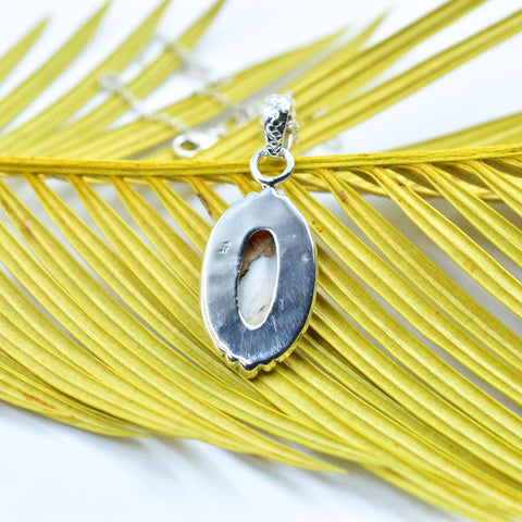 Handmade Spiny Oyster Turquoise & Sterling Silver Pendant with 16 inch Adjustable Chain