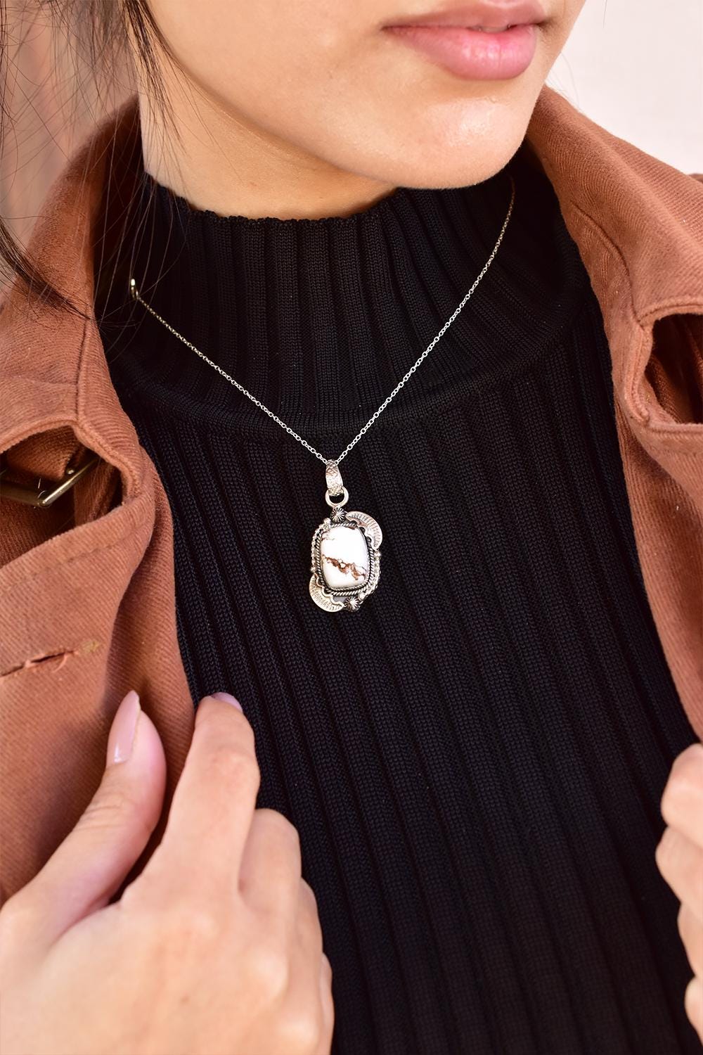 Handmade Wild Horse & Sterling Silver Pendant with 16 inch Adjustable Chain